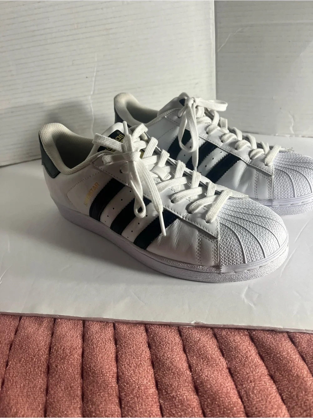 adidas White Sneakers with Black Stripes